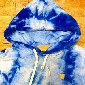Absorb Island Poolside Hoodie Size Small Sky Blue Tie-Dye Cloud Terry Sweatshirt